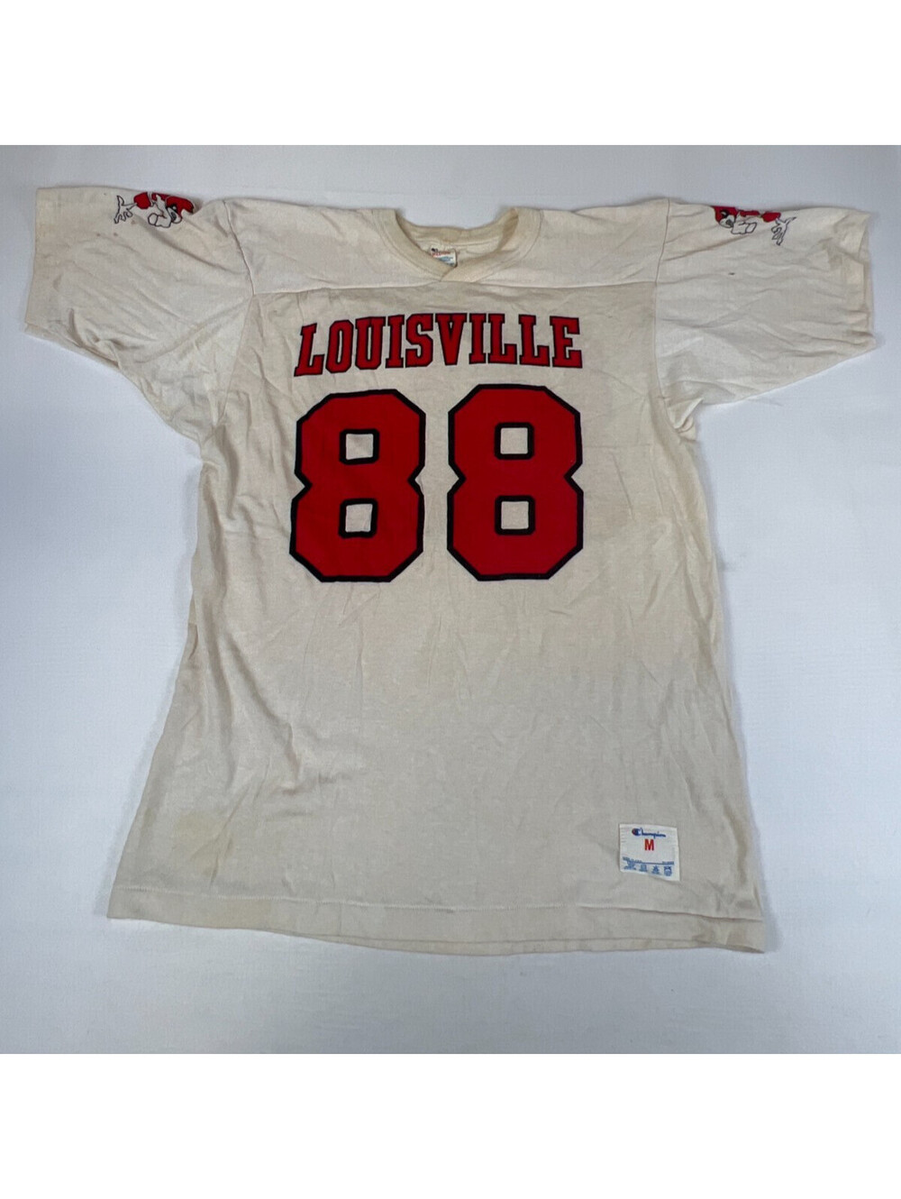 Vintage Champion Louisville Men M 88 Football Jersey T-Shirt Made in U.S.A.